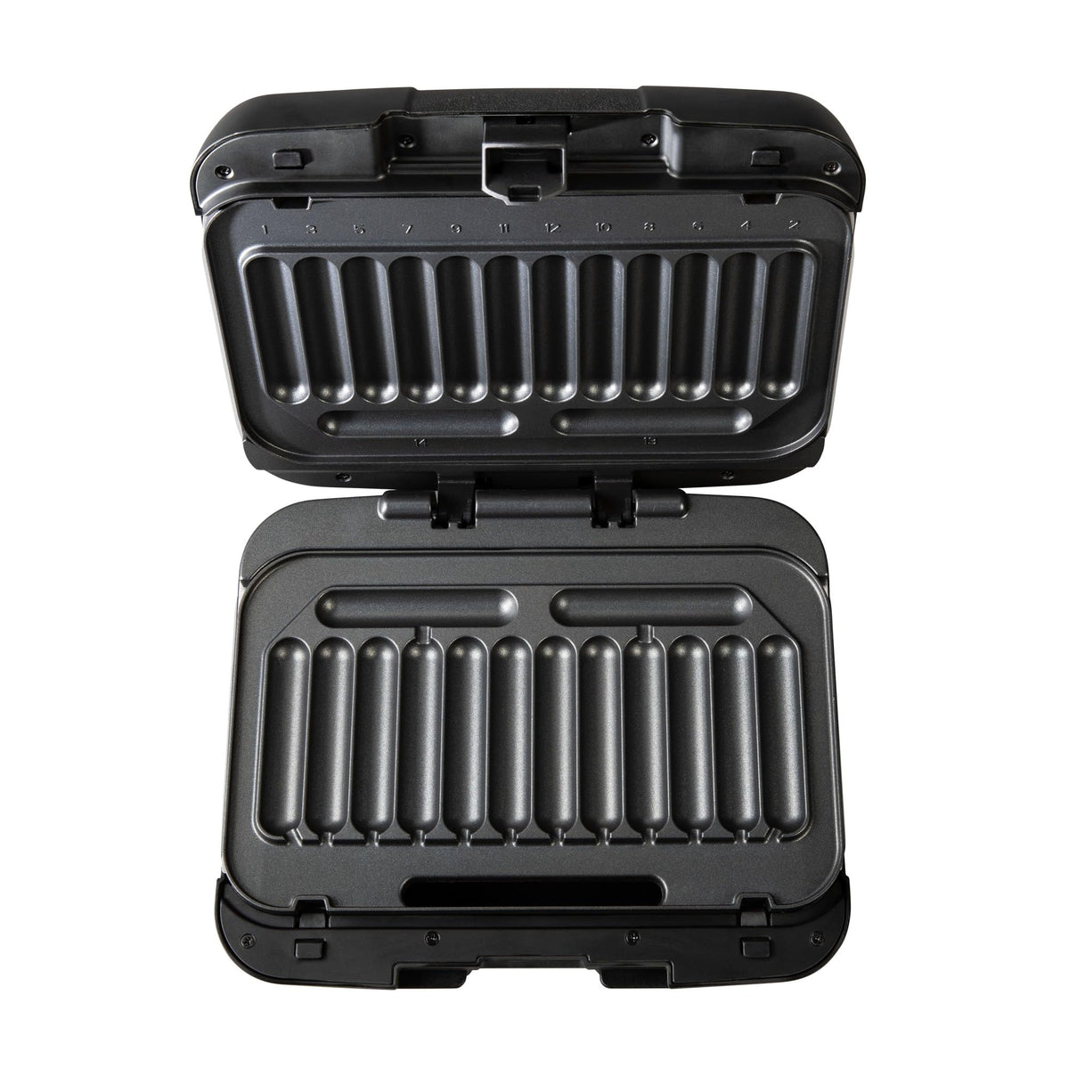 Johnsonville Sizzling Sausage Grill Plus open lid for easy loading