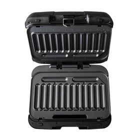 Johnsonville Sizzling Sausage Grill Plus open lid for easy loading