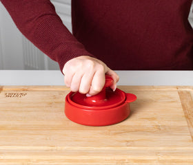 Joie burger press BPA-free and LFGB certified for safe kitchen use.