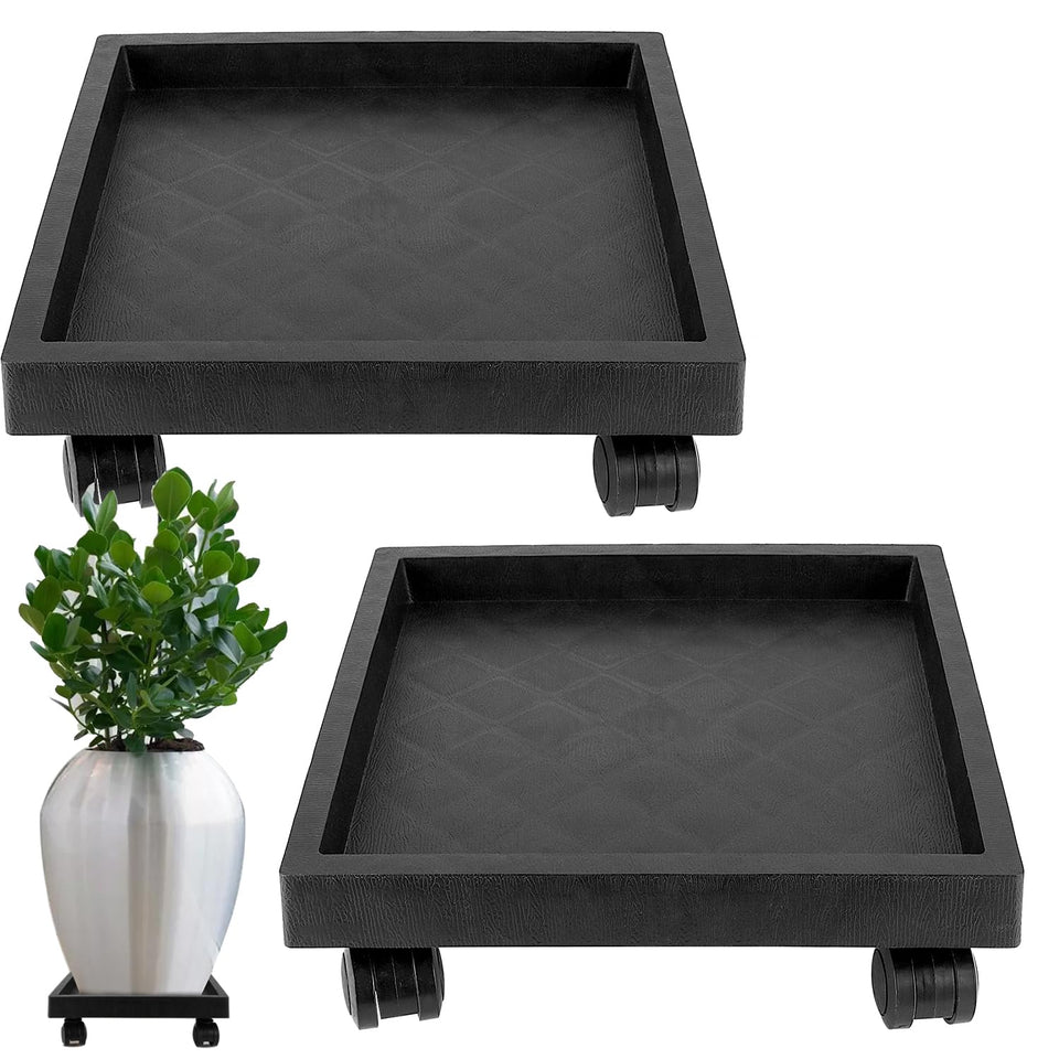 JOIKIT square plant caddy front view with wheels enables easy movement of heavy pots