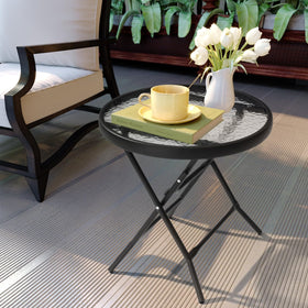 JOINHOM Outdoor Side Table black finish suits modern patio spaces.