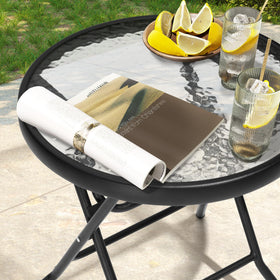 JOINHOM Outdoor Side Table folds compactly for easy transport and storage.