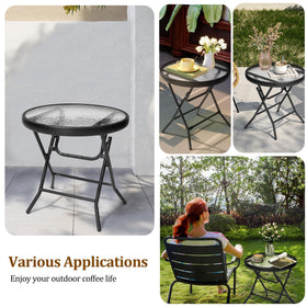 JOINHOM Outdoor Side Table diameter 17.7 inches for small spaces.