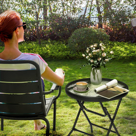 JOINHOM Outdoor Side Table with 0.2-inch tempered glass top adds a sleek surface.