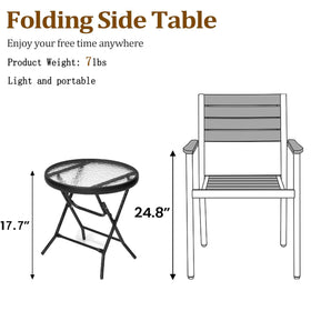 JOINHOM Outdoor Side Table height 17.7 inches complements seating height.