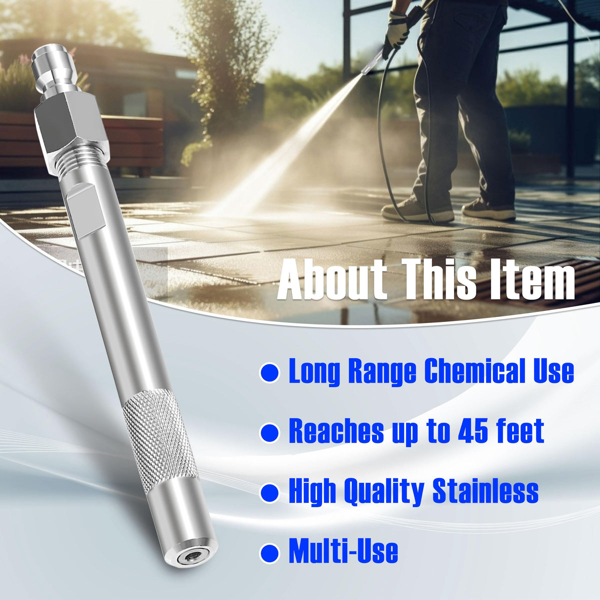 JOEJET nozzle works on wood and concrete surfaces