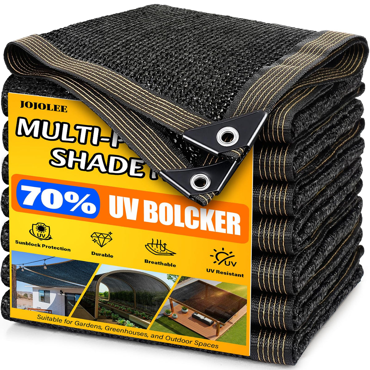 JOJOLEE 70% shade cloth over garden providing cooler shade and airflow