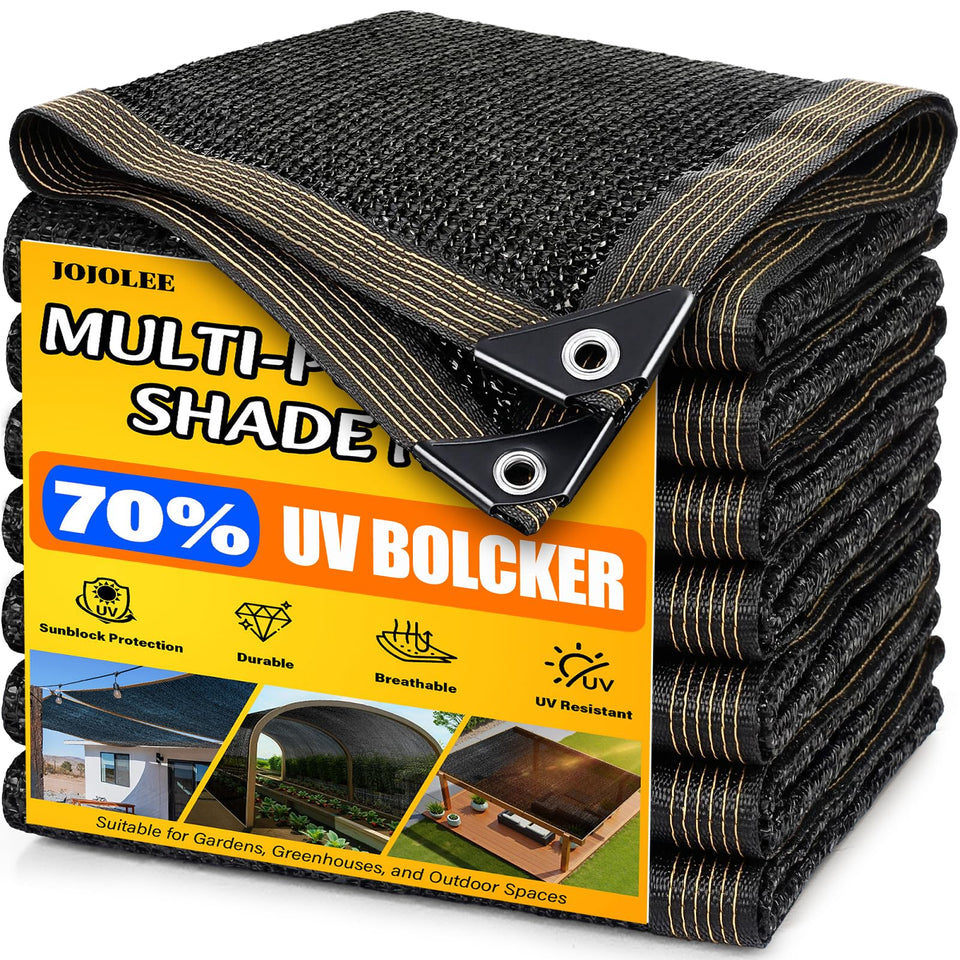 JOJOLEE 70% shade cloth over garden providing cooler shade and airflow