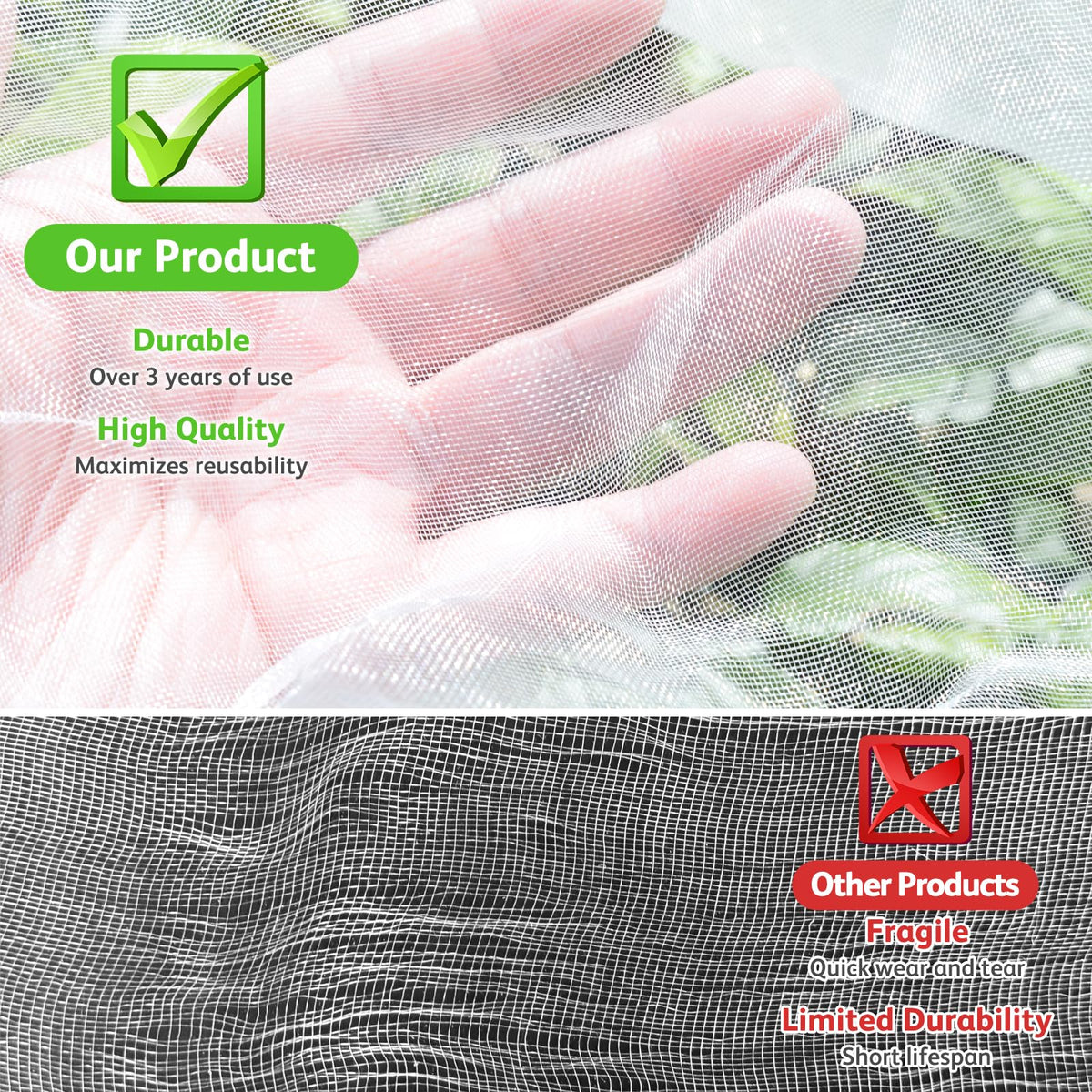JOJOLEE drawstring-adjustable net provides a snug fit for various plants.