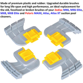 Jolaxy 4-pack brushes fit Zodiac MX6 MX8 cleaners reliably.
