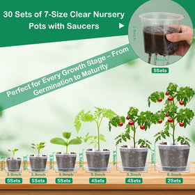 Jollidecor clear 3.5-inch nursery pot with drainage for herbs