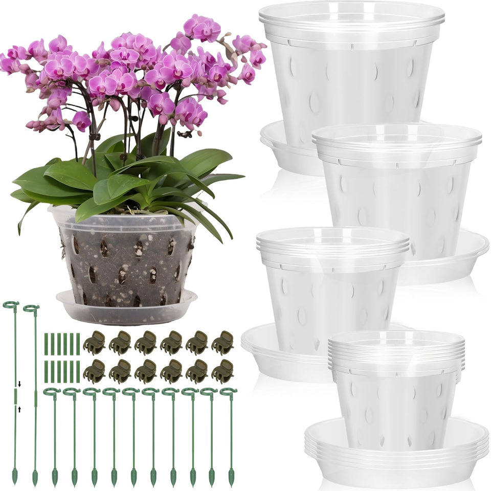 Jollidecor orchid pot 4-inch with holes for airflow and root monitoring