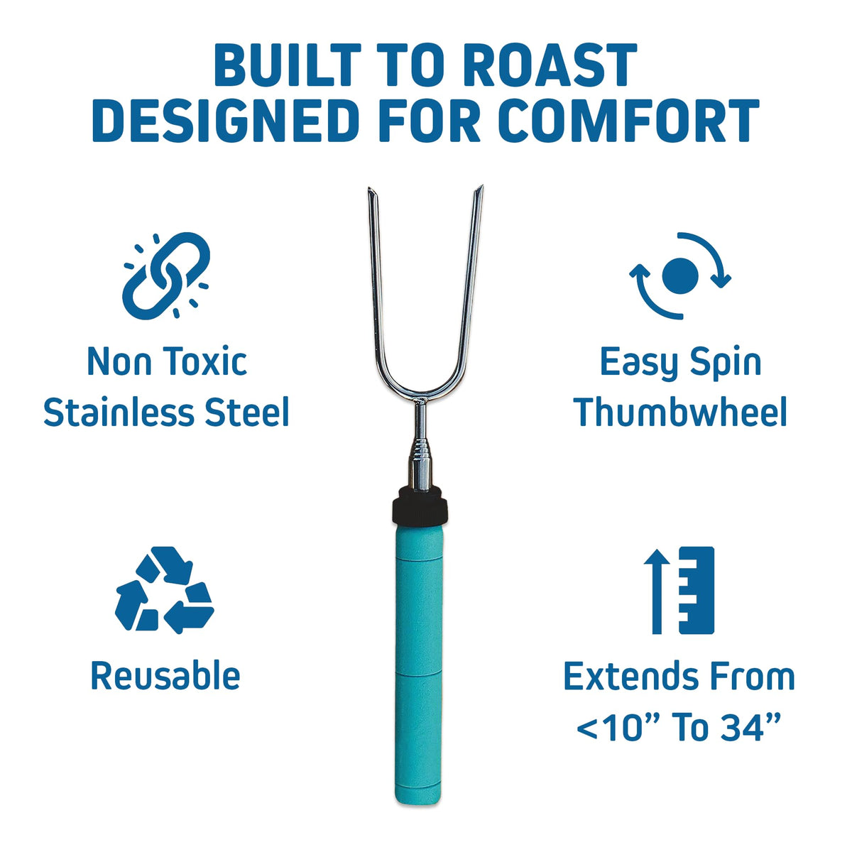 Jolly Green Products extra long roasting stick ideal for hot dogs and smores.