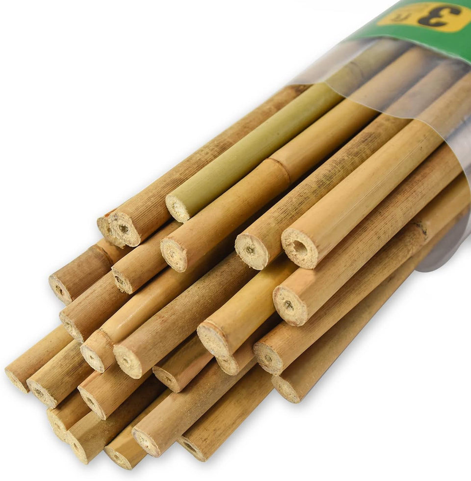 Jollybower 25pcs 3ft bamboo stakes ready for garden trellises.