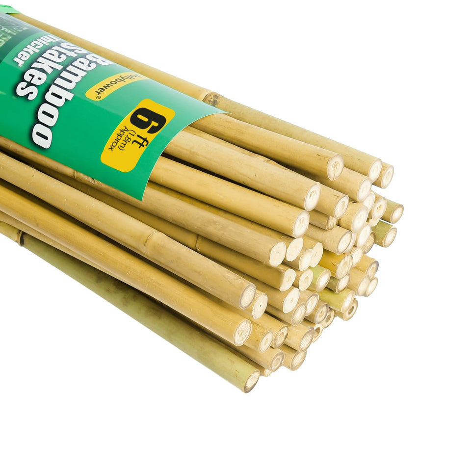 Jollybower 6 ft bamboo stakes, 50 pack, ready for sturdy garden support
