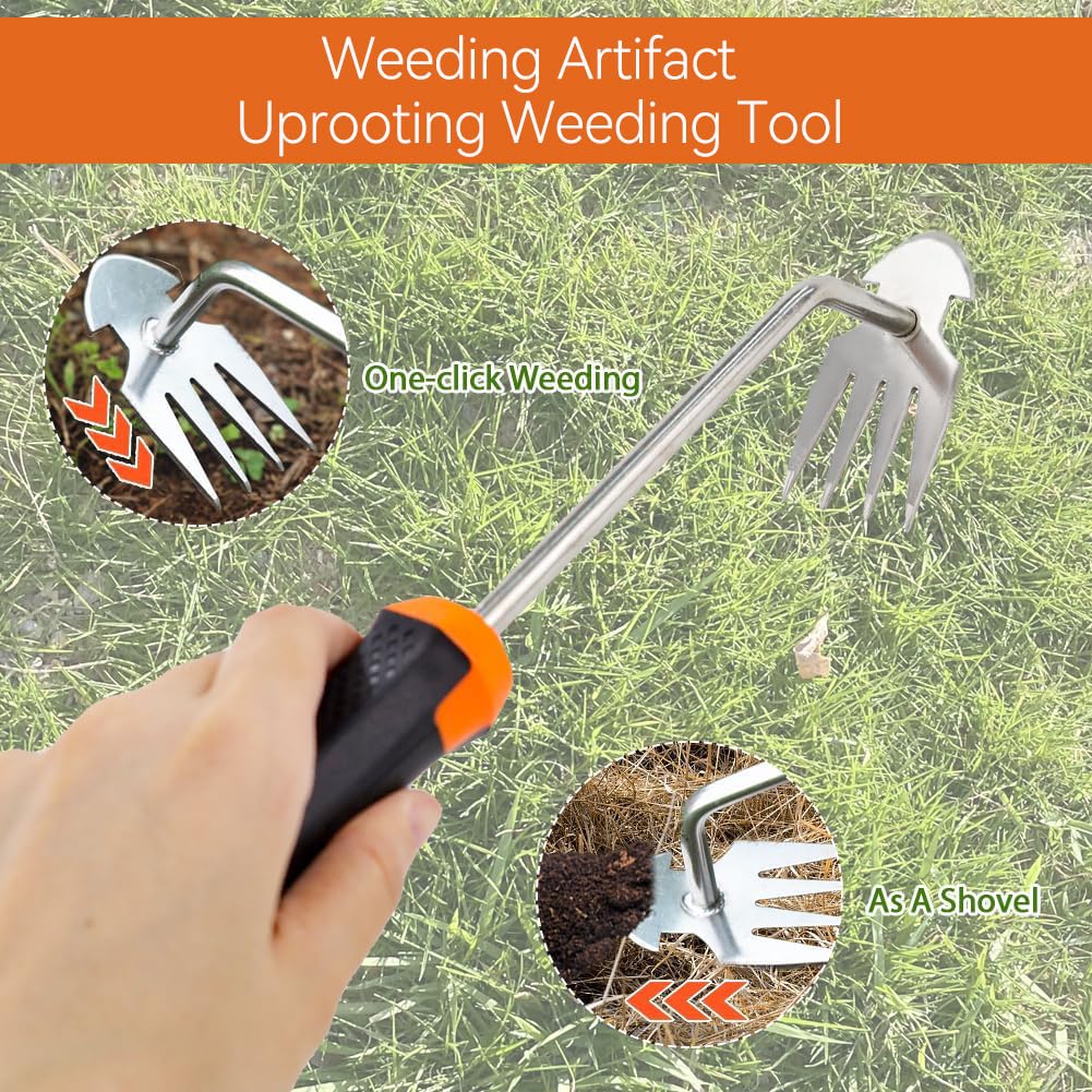 JOMISLI garden weeder with orange handle provides ergonomic grip