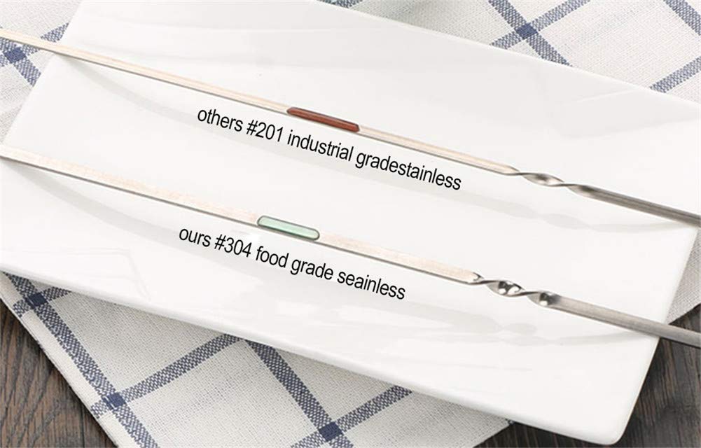 JOMVERL 16-inch skewers ideal for substantial chunks without bending.
