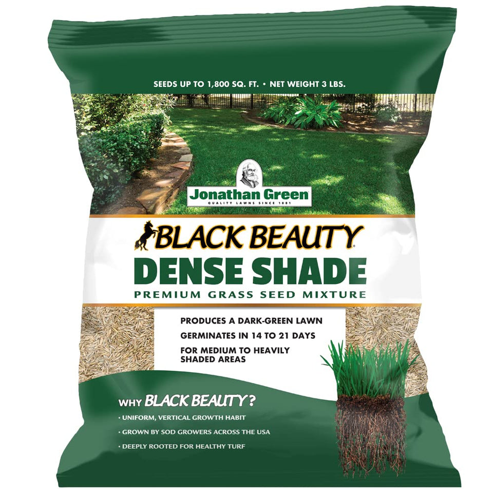 Jonathan Green Black Beauty Dense Shade Seed bag for shade-tolerant, lush lawns.