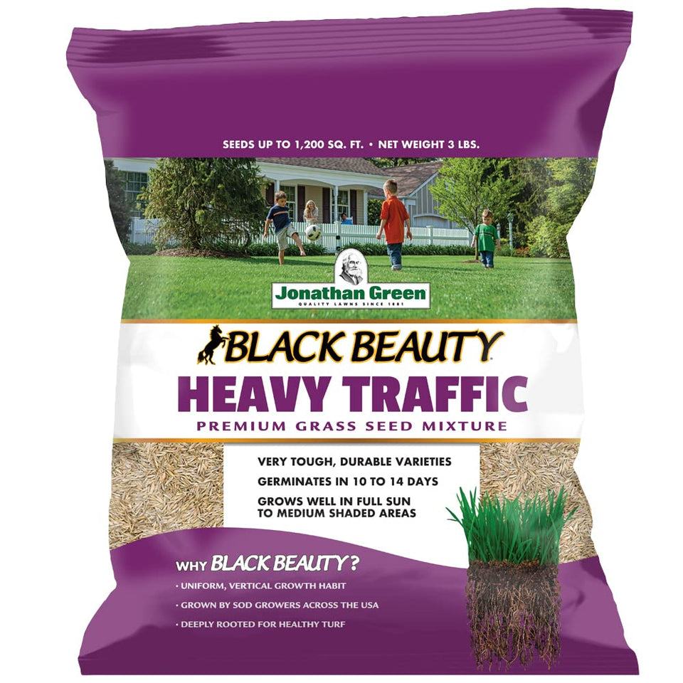 Jonathan Green Black Beauty Heavy Traffic seed bag front for durable lawns