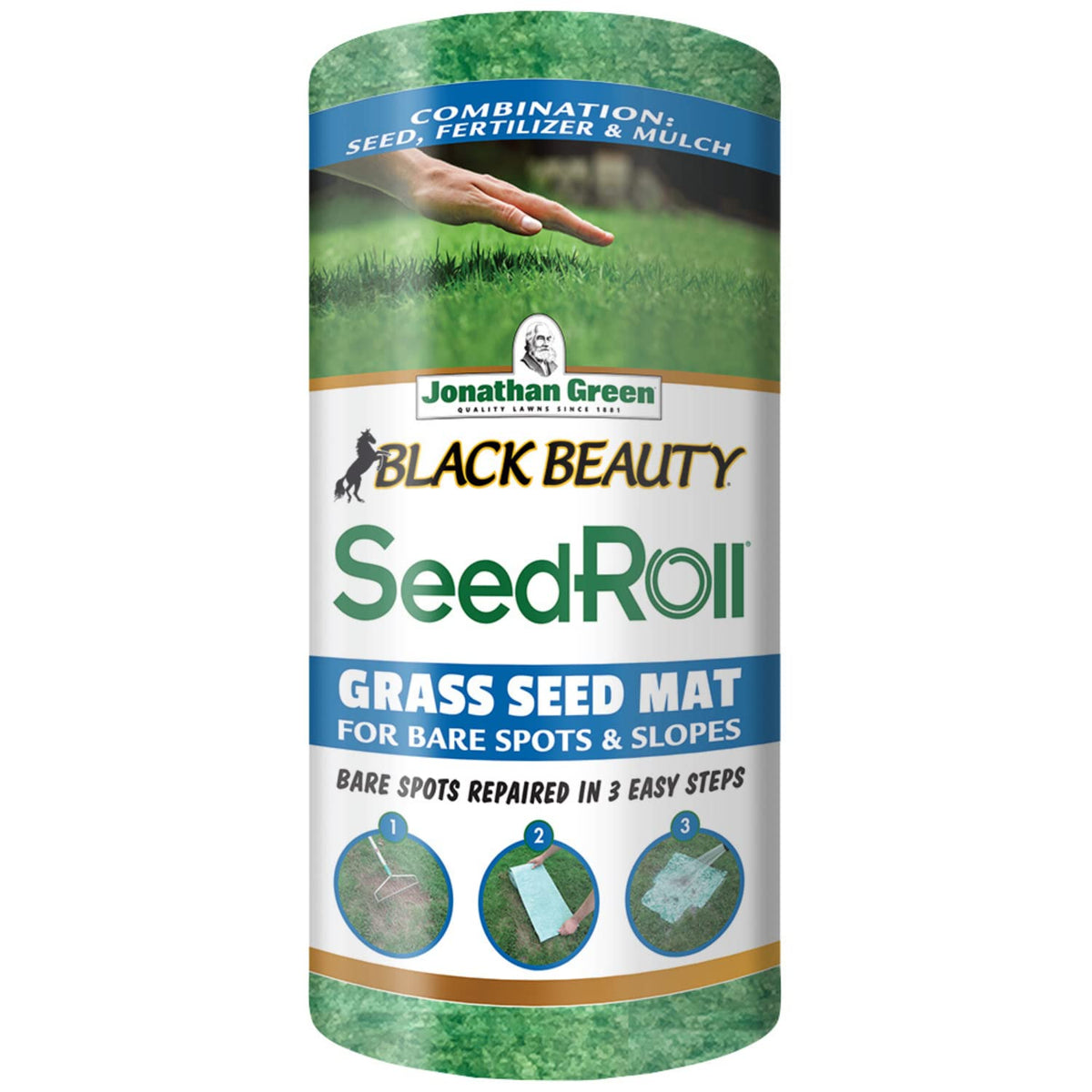 Jonathan Green SeedRoll patches bare spots in a lawn for a quick lawn revival.