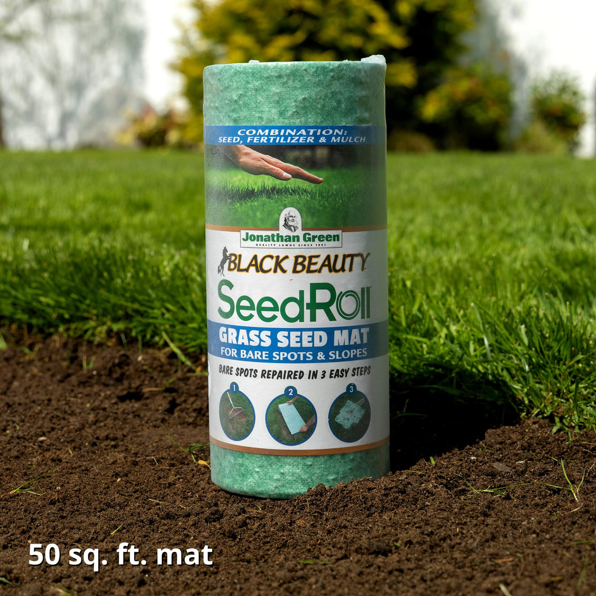 Jonathan Green SeedRoll unrolled over soil to cover seed and mulch.