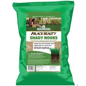 Jonathan Green Black Beauty Shady Nooks seed bag for shade-tolerant lawns.
