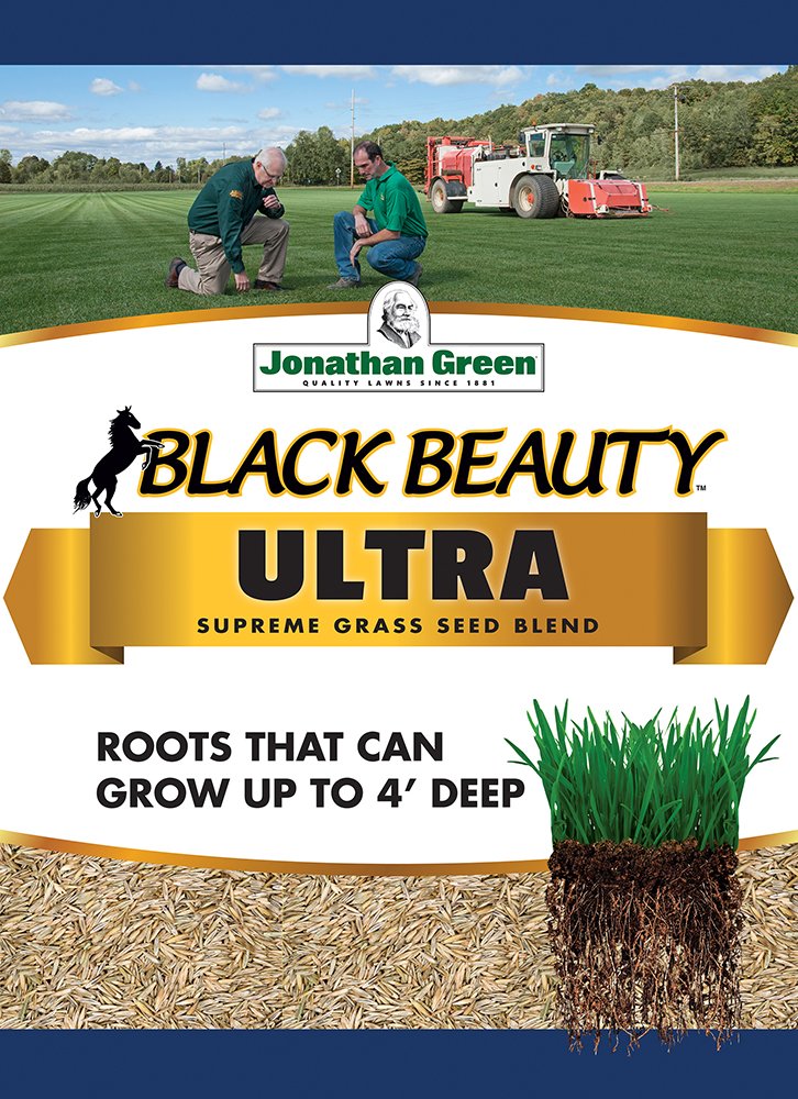 Jonathan Green Black Beauty Ultra seed bag for rapid germination and drought-tolerant lawn