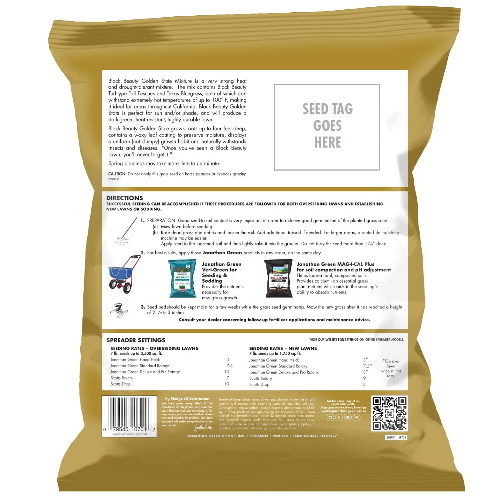 Jonathan Green California lawn seed spread on soil for new sunny or shady lawn.