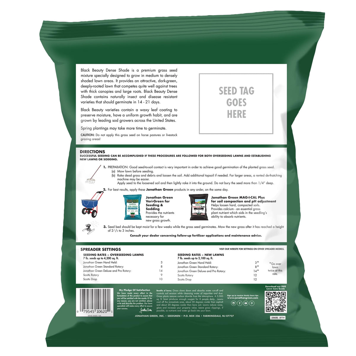 Jonathan Green Dense Shade Seed germination in 14–21 days promotes quick turf.