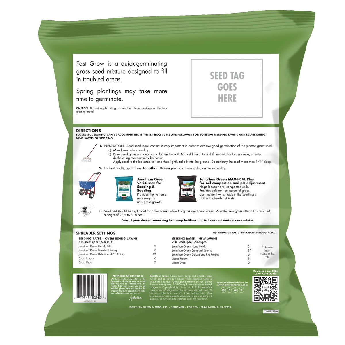 Jonathan Green Fast Grow Seed germination in 7–10 days accelerates lawn repair