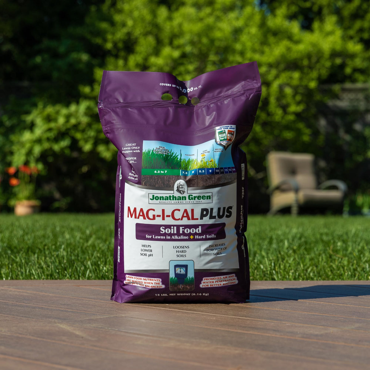 Applying MAG-I-CAL PLUS to the lawn enhances nutrient uptake.