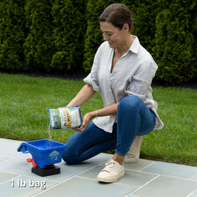 Jonathan Green lawn spreader holds up to 5 lb for versatile lawn and garden applications.