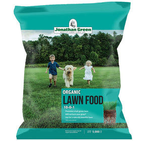 Jonathan Green Organic Lawn Food bag front view, ready-to-use blend for all grass types.