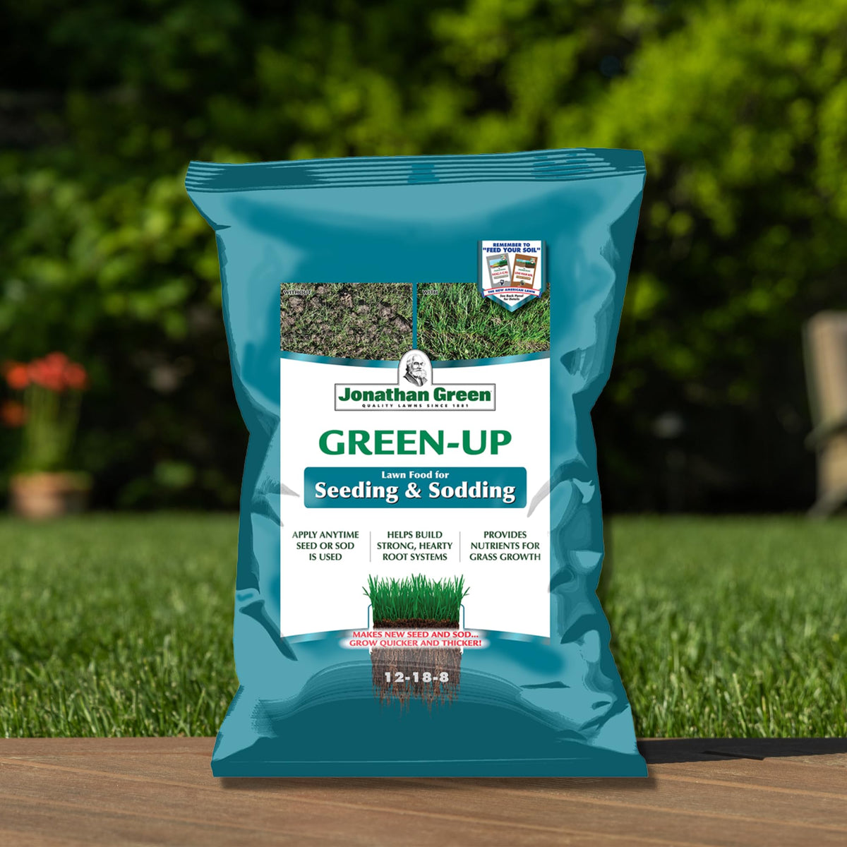 Healthy seedling roots developing deeper with Jonathan Green Green-Up 12-18-8 blend.
