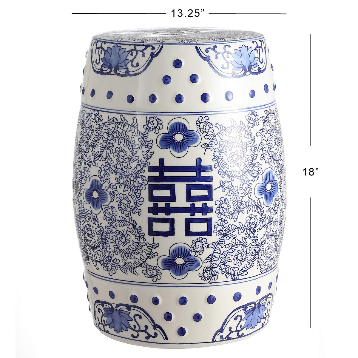 Jonathan Y ceramic garden stool indoors beside a chair