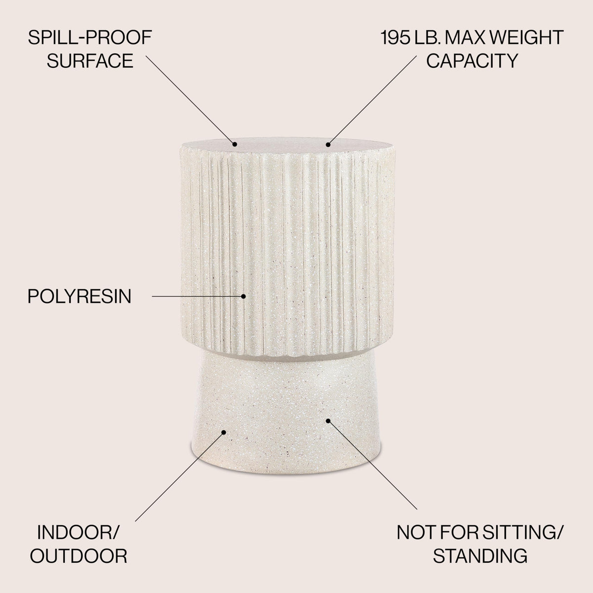 Jonathan Y Louisa tbl1102b terrazzo-cream side view, lightweight repositionable surface