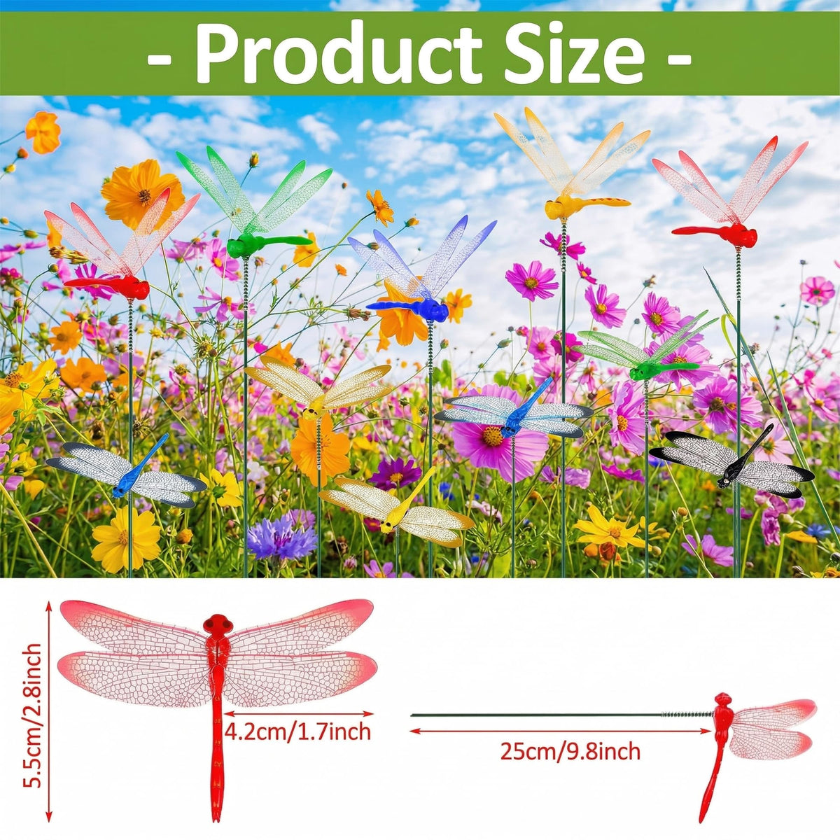 Jongdari red dragonflies clip-on brighten pots and fences