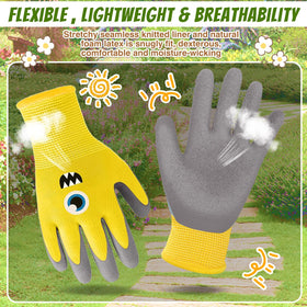 Joottuan kids garden gloves yellow with bright color for safe yard work