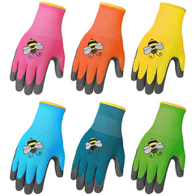 Joottuan six-color pack of kids gardening gloves protects little hands during gardening