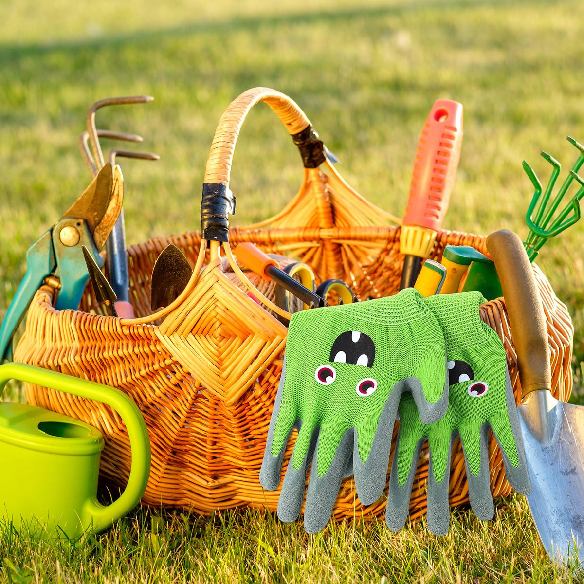 Joottuan kids gardening gloves turquoise with breathable design ideal for long yard sessions.