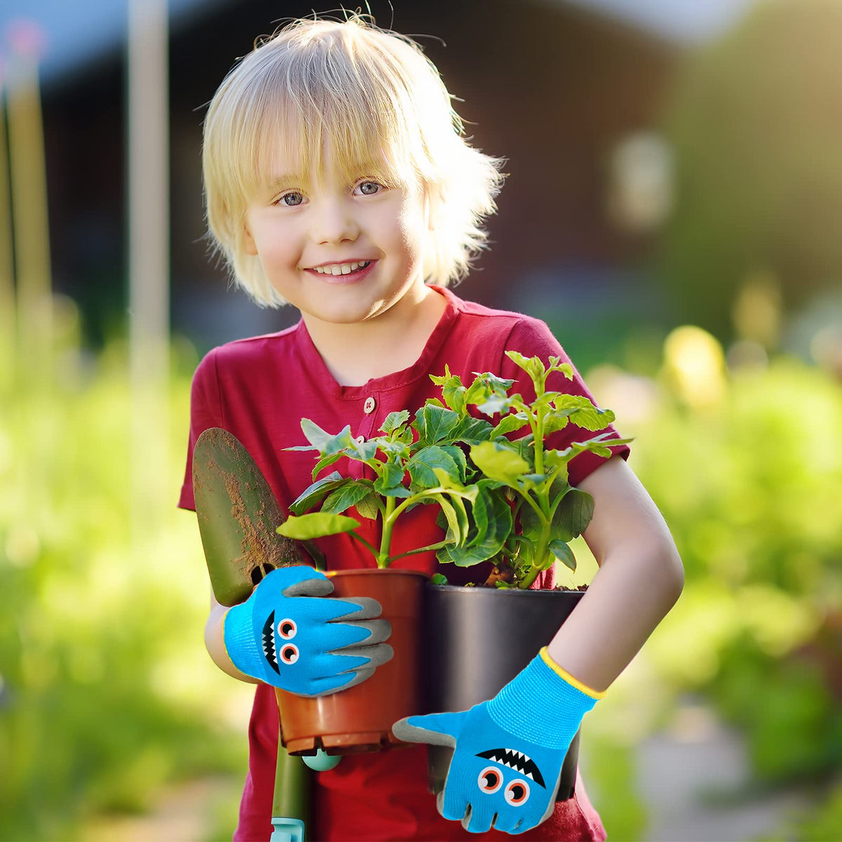 Joottuan kids gloves yellow monster design, breathable fabric for comfy all-day wear