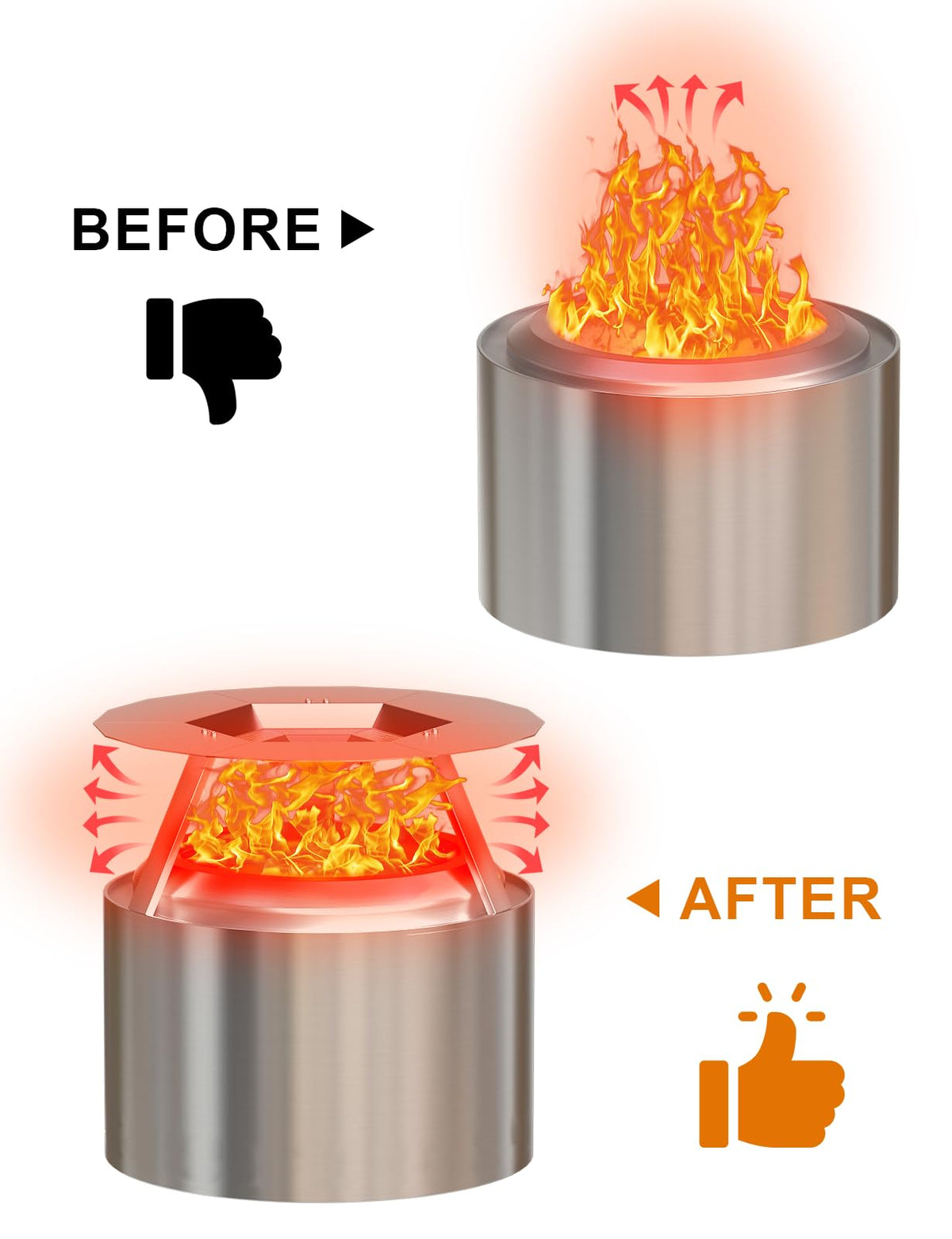 Joqepy heat deflector compatible with TIKI 24.75-inch patio pits expands use.