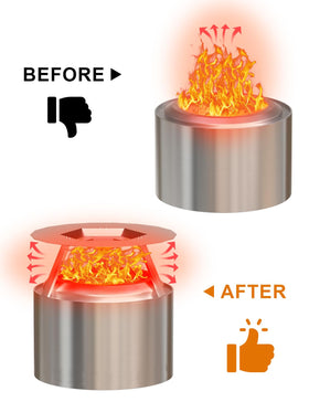 Joqepy heat deflector compatible with TIKI 24.75-inch patio pits expands use.