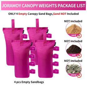 Joramoy weight bags attached to canopy leg using Velcro straps for stability