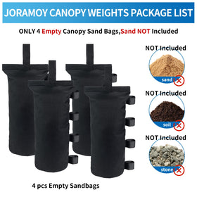 Joramoy weight bag attached to tent leg for reliable anchoring in windy events