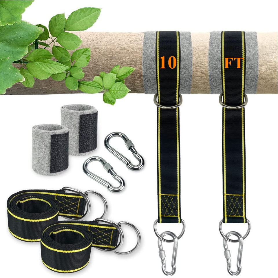 Jorohiker 10ft tree swing straps securely installed on a sturdy branch for safe backyard swings.