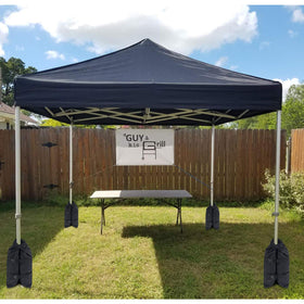 Jorohiker weight bags used in a camping canopy setup