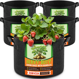Jorvila 5-pack 7-gallon grow bags in side view, portable and durable.