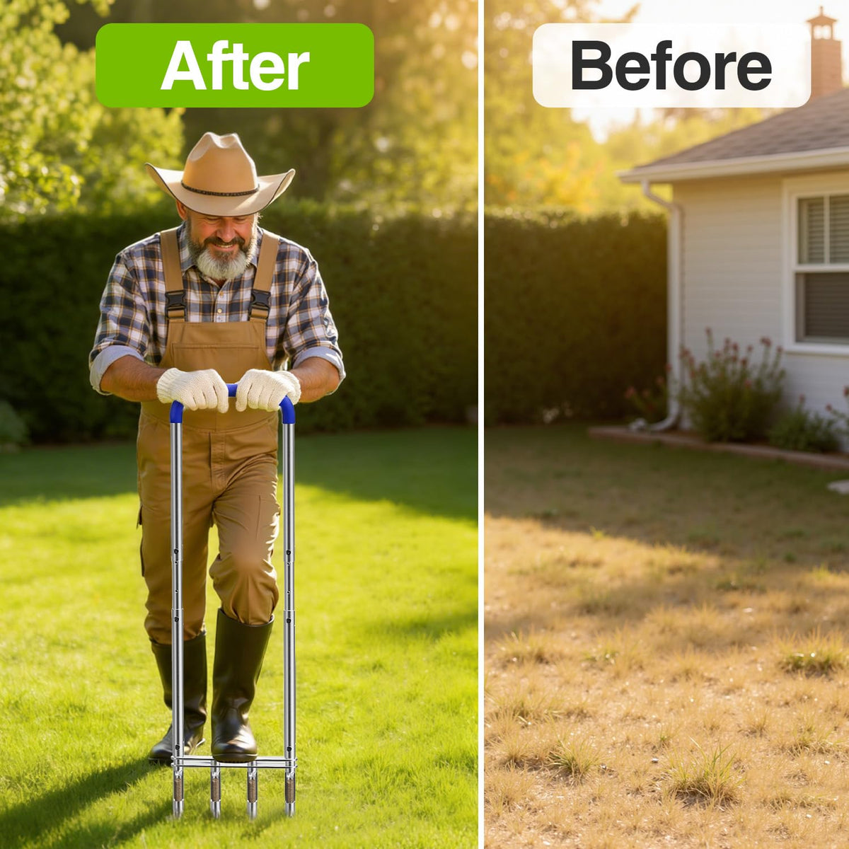 Josmimic easy setup helps prepare your yard quickly on any lawn.