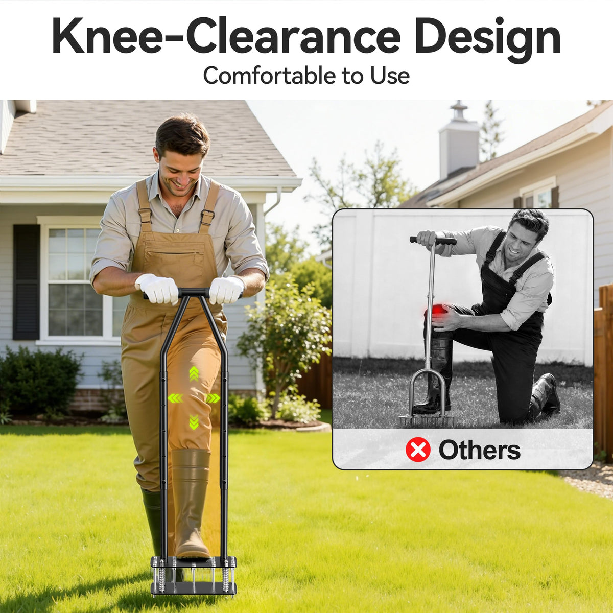 Josmimic lawn aerator's auto-clean spring system prevents clogging for smoother operation